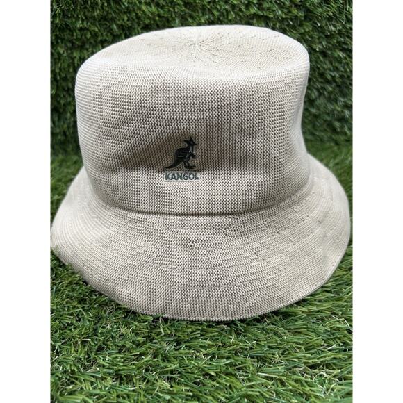 Kangol Bermuda Bucket Hat Beige Tan Knit Texture Kangaroo Logo Size XL - Picture 1 of 5
